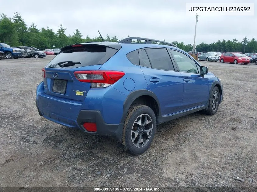 2020 Subaru Crosstrek VIN: JF2GTABC3LH236992 Lot: 39959135