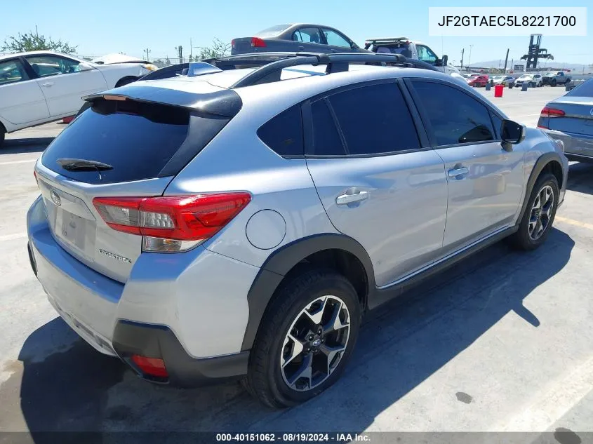 2020 Subaru Crosstrek Premium VIN: JF2GTAEC5L8221700 Lot: 40151062