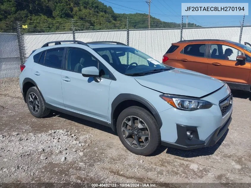 2020 Subaru Crosstrek Premium VIN: JF2GTAEC8LH270194 Lot: 40492123