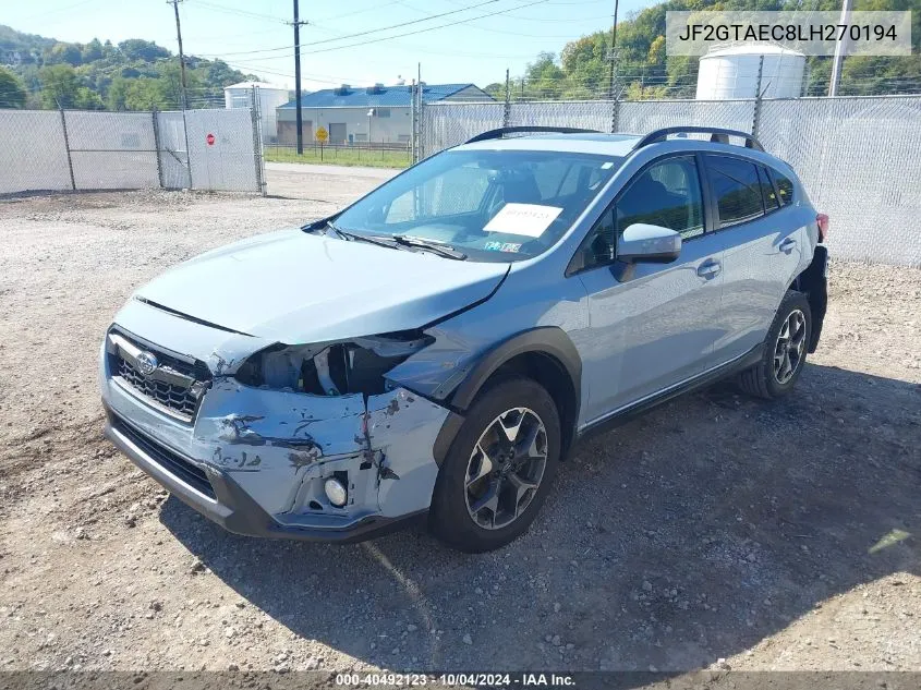 2020 Subaru Crosstrek Premium VIN: JF2GTAEC8LH270194 Lot: 40492123