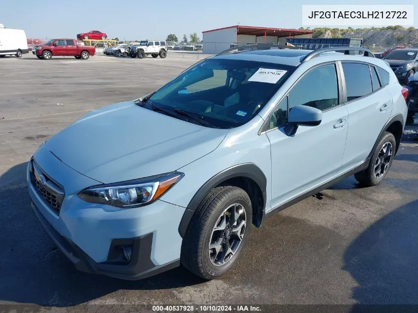 2020 Subaru Crosstrek Premium VIN: JF2GTAEC3LH212722 Lot: 40537928