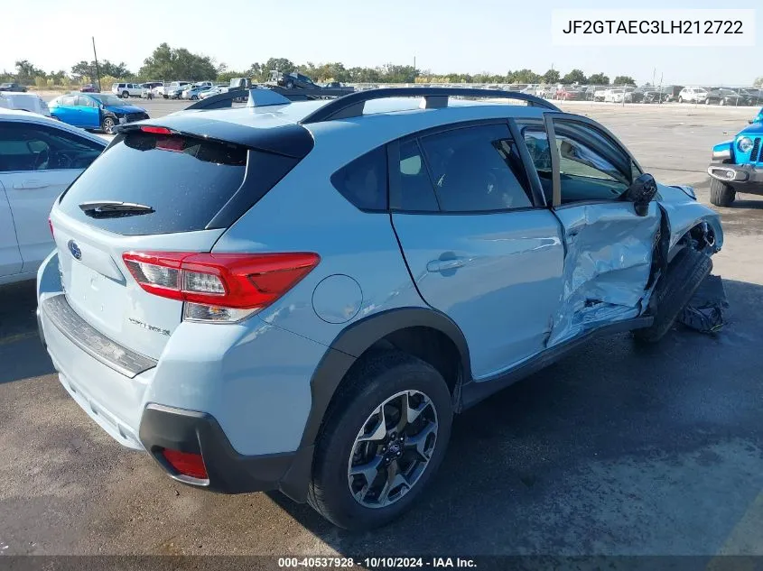 2020 Subaru Crosstrek Premium VIN: JF2GTAEC3LH212722 Lot: 40537928