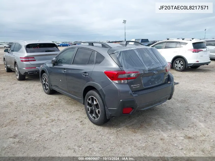 2020 Subaru Crosstrek Premium VIN: JF2GTAEC0L8217571 Lot: 40600687