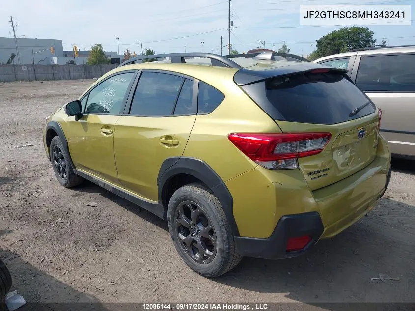 2021 Subaru Crosstrek VIN: JF2GTHSC8MH343241 Lot: 12085144