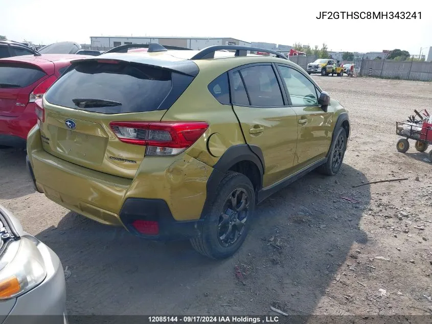 2021 Subaru Crosstrek VIN: JF2GTHSC8MH343241 Lot: 12085144