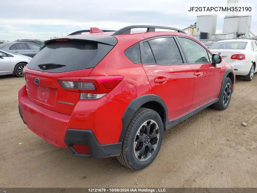 2021 Subaru Crosstrek VIN: JF2GTAPC7MH352190 Lot: 12121679