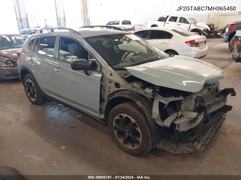 2021 Subaru Crosstrek VIN: JF2GTABC7MH365450 Lot: 39906191