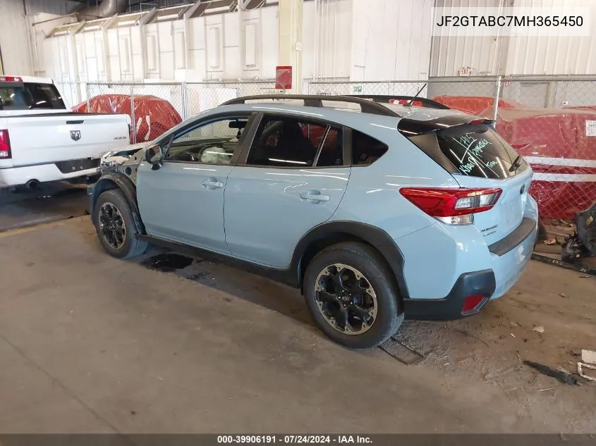 2021 Subaru Crosstrek VIN: JF2GTABC7MH365450 Lot: 39906191