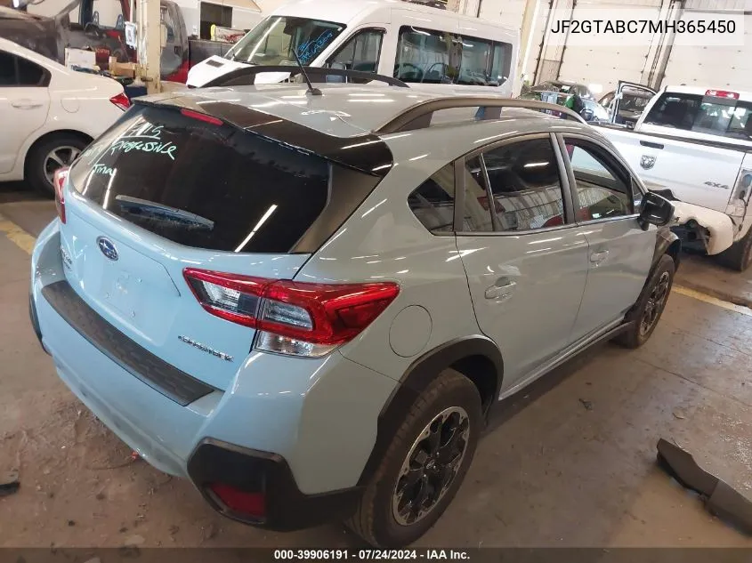 2021 Subaru Crosstrek VIN: JF2GTABC7MH365450 Lot: 39906191