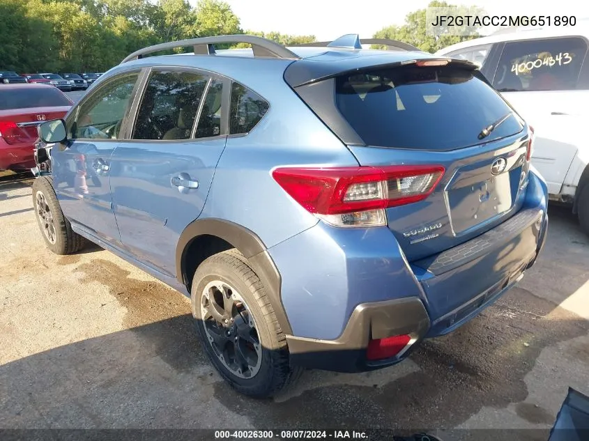 2021 Subaru Crosstrek Premium VIN: JF2GTACC2MG651890 Lot: 40026300