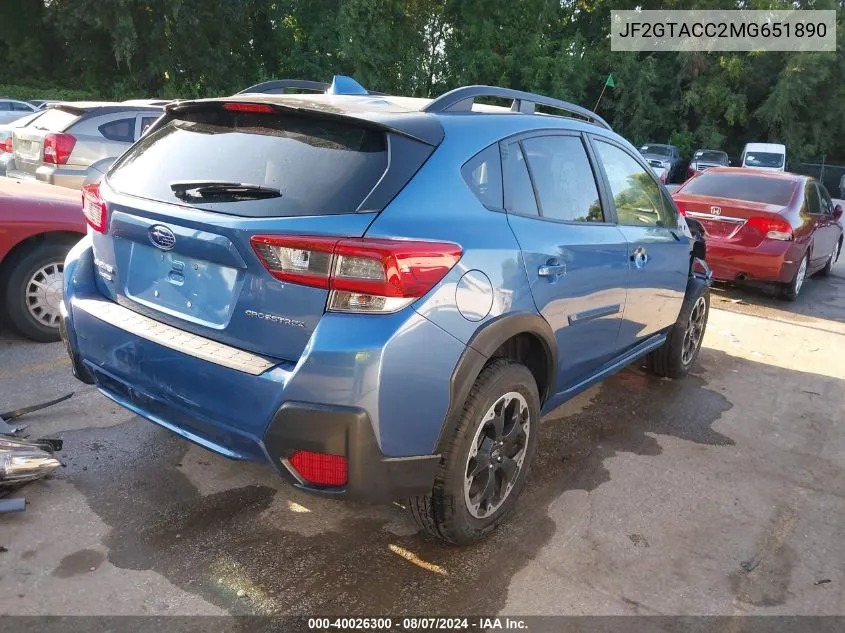 2021 Subaru Crosstrek Premium VIN: JF2GTACC2MG651890 Lot: 40026300