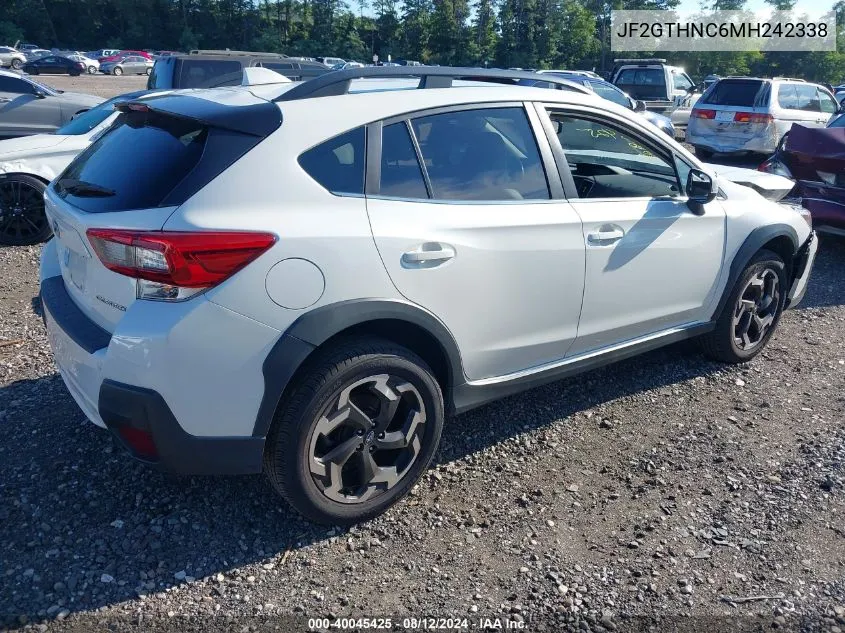 2021 Subaru Crosstrek Limited VIN: JF2GTHNC6MH242338 Lot: 40045425