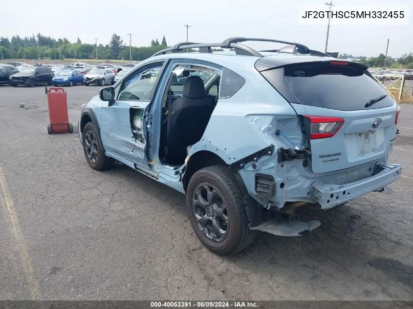 2021 Subaru Crosstrek Sport VIN: JF2GTHSC5MH332455 Lot: 40053391