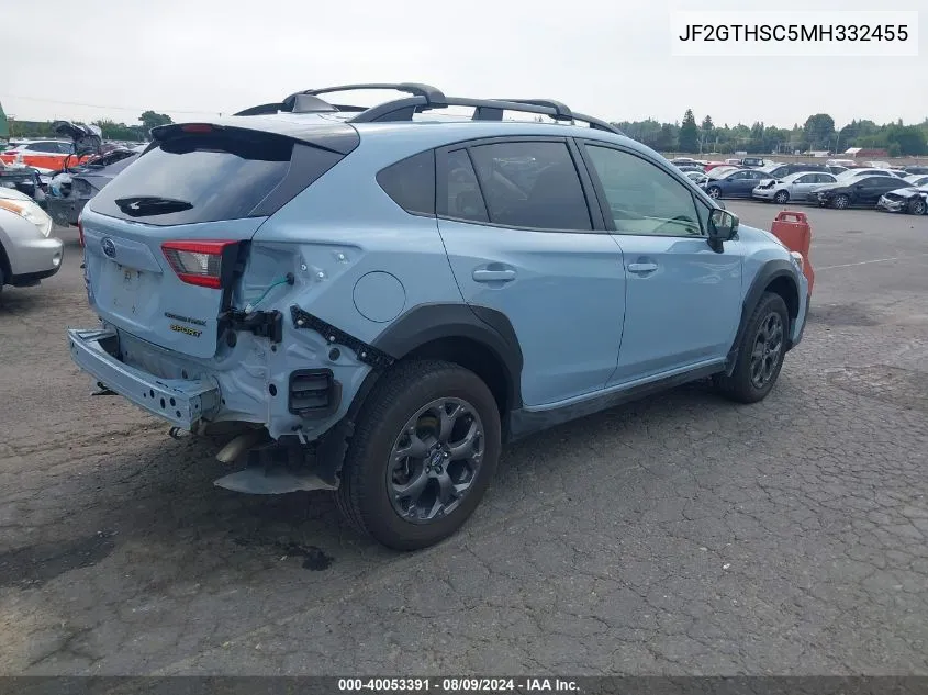 2021 Subaru Crosstrek Sport VIN: JF2GTHSC5MH332455 Lot: 40053391