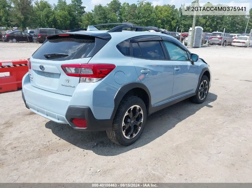 2021 Subaru Crosstrek Premium VIN: JF2GTACC4MG375941 Lot: 40108463