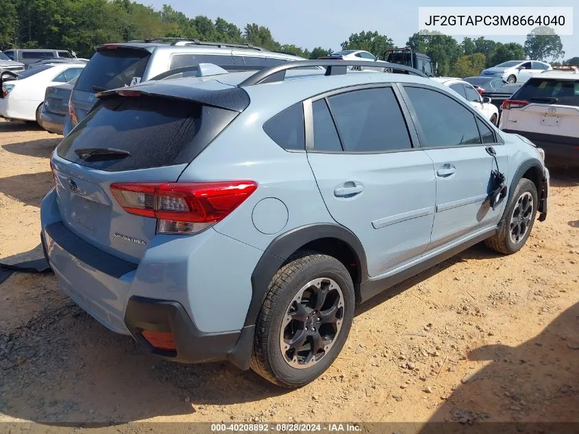 2021 Subaru Crosstrek Premium VIN: JF2GTAPC3M8664040 Lot: 40208892