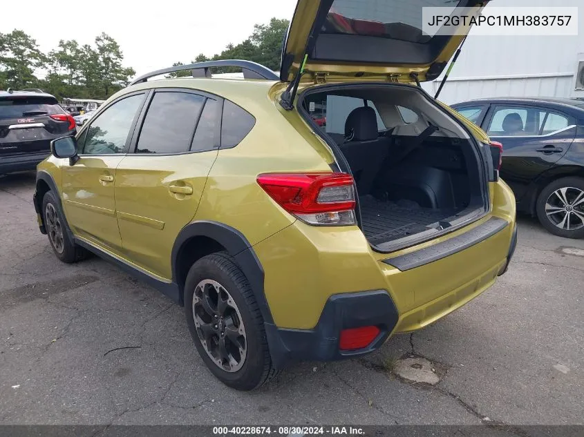 2021 Subaru Crosstrek Premium VIN: JF2GTAPC1MH383757 Lot: 40228674