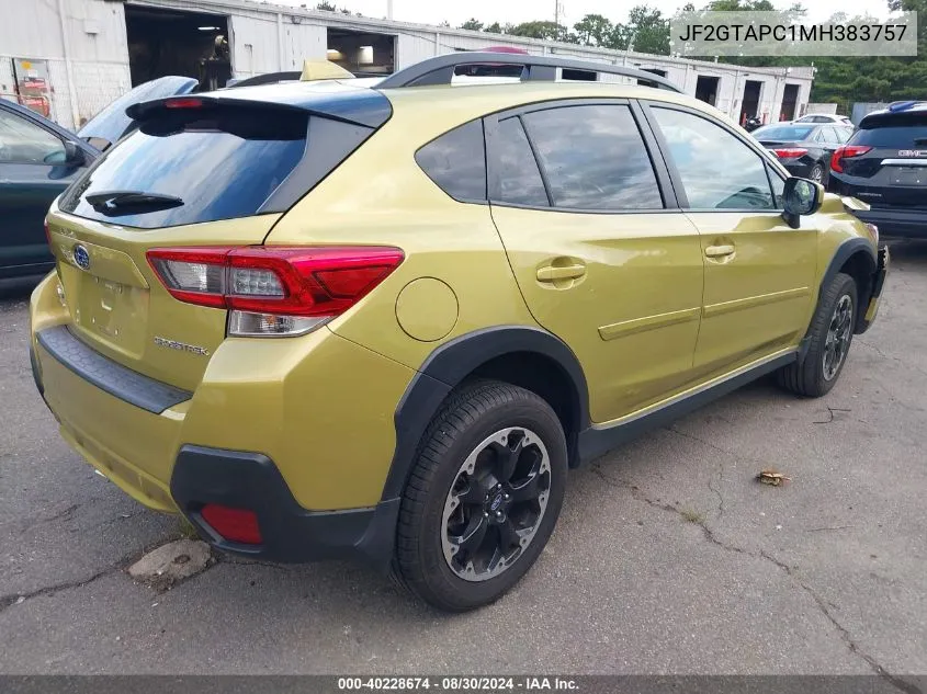 2021 Subaru Crosstrek Premium VIN: JF2GTAPC1MH383757 Lot: 40228674