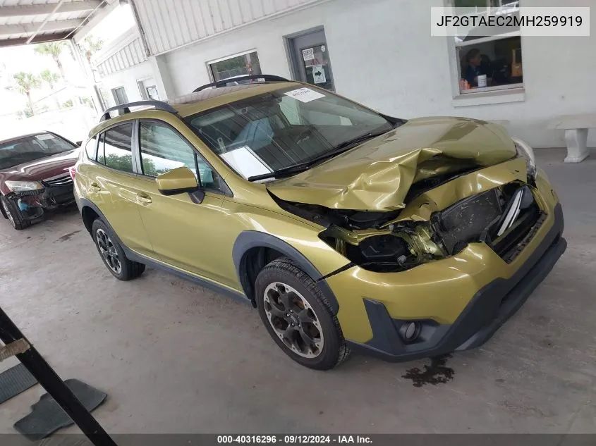 2021 Subaru Crosstrek Premium VIN: JF2GTAEC2MH259919 Lot: 40316296