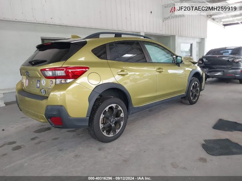 2021 Subaru Crosstrek Premium VIN: JF2GTAEC2MH259919 Lot: 40316296