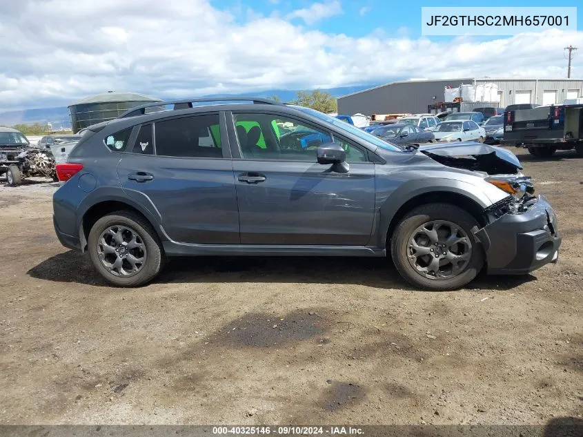 2021 Subaru Crosstrek Sport VIN: JF2GTHSC2MH657001 Lot: 40325146