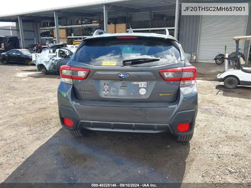 2021 Subaru Crosstrek Sport VIN: JF2GTHSC2MH657001 Lot: 40325146