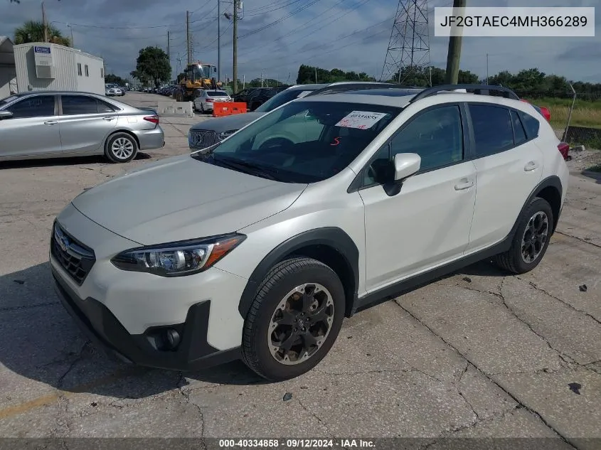 2021 Subaru Crosstrek Premium VIN: JF2GTAEC4MH366289 Lot: 40334858