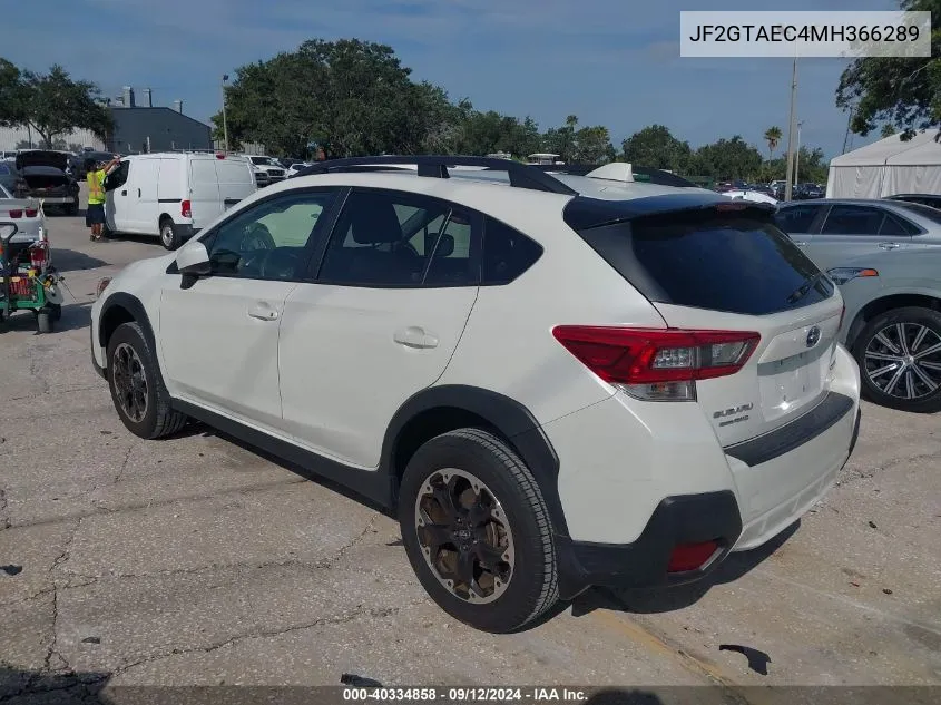 2021 Subaru Crosstrek Premium VIN: JF2GTAEC4MH366289 Lot: 40334858