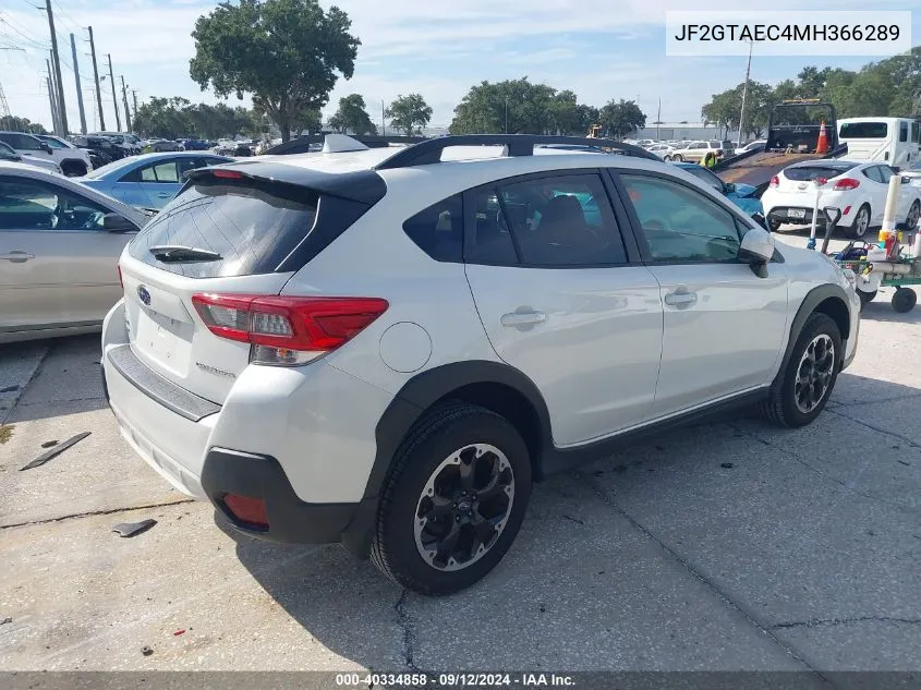 2021 Subaru Crosstrek Premium VIN: JF2GTAEC4MH366289 Lot: 40334858