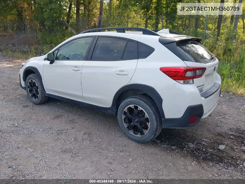 2021 Subaru Crosstrek Premium VIN: JF2GTAEC1MH360739 Lot: 40344169