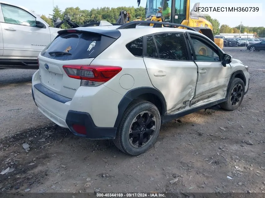 2021 Subaru Crosstrek Premium VIN: JF2GTAEC1MH360739 Lot: 40344169