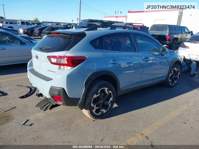 2021 Subaru Crosstrek Limited VIN: JF2GTHNC3M8323474 Lot: 40396568