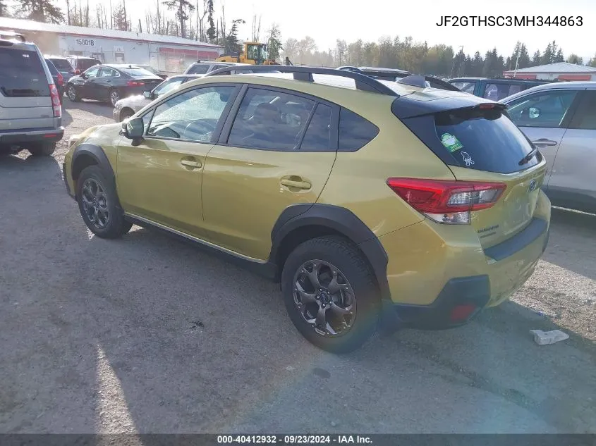 2021 Subaru Crosstrek Sport VIN: JF2GTHSC3MH344863 Lot: 40412932