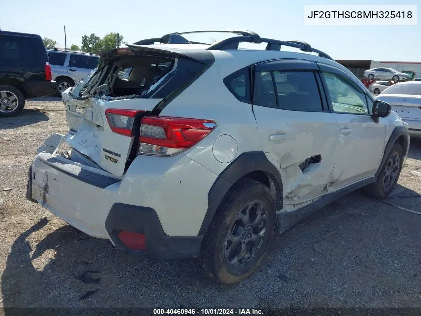 2021 Subaru Crosstrek Sport VIN: JF2GTHSC8MH325418 Lot: 40460946