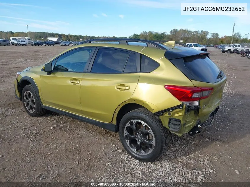 2021 Subaru Crosstrek Premium VIN: JF2GTACC6MG232652 Lot: 40509699