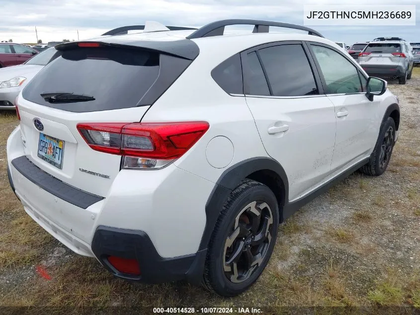 2021 Subaru Crosstrek Limited VIN: JF2GTHNC5MH236689 Lot: 40514528