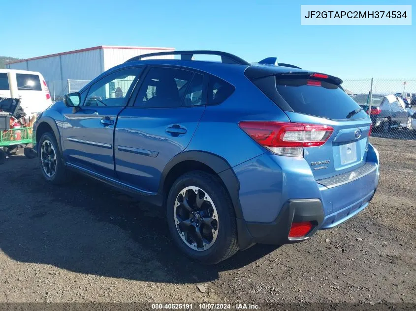 2021 Subaru Crosstrek Premium VIN: JF2GTAPC2MH374534 Lot: 40525191