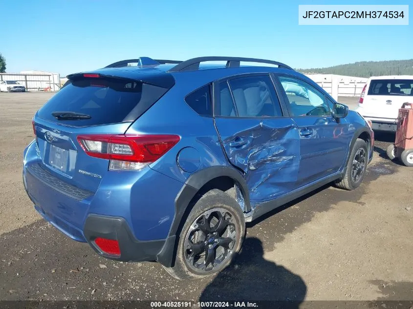 2021 Subaru Crosstrek Premium VIN: JF2GTAPC2MH374534 Lot: 40525191