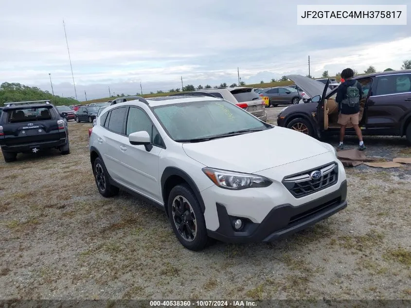 2021 Subaru Crosstrek Premium VIN: JF2GTAEC4MH375817 Lot: 40538360