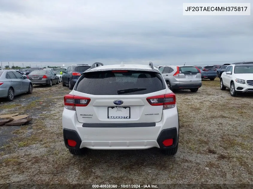 2021 Subaru Crosstrek Premium VIN: JF2GTAEC4MH375817 Lot: 40538360