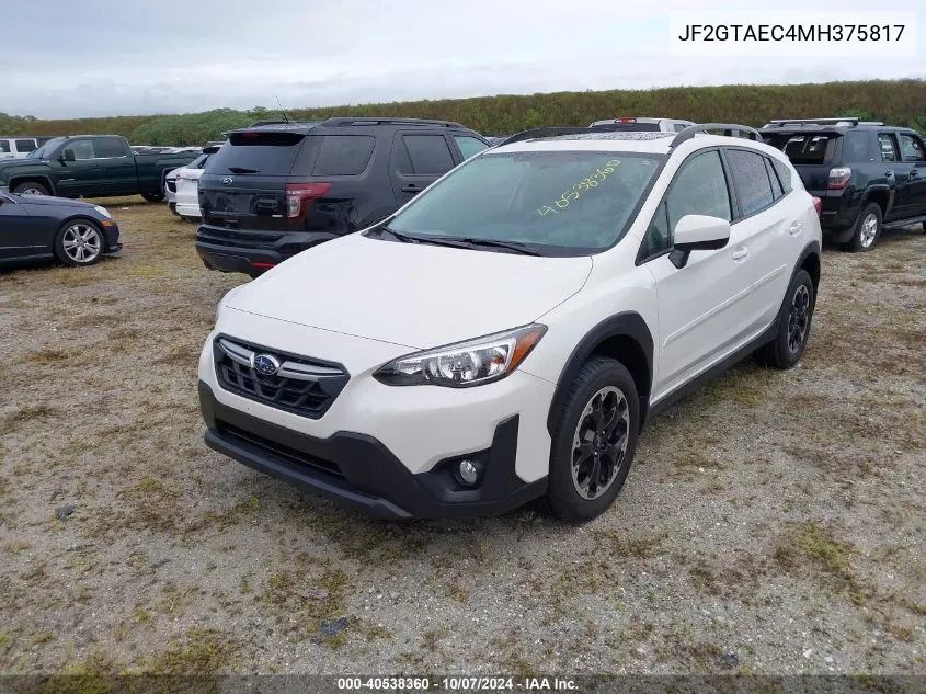 2021 Subaru Crosstrek Premium VIN: JF2GTAEC4MH375817 Lot: 40538360