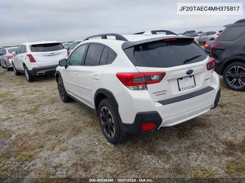 2021 Subaru Crosstrek Premium VIN: JF2GTAEC4MH375817 Lot: 40538360