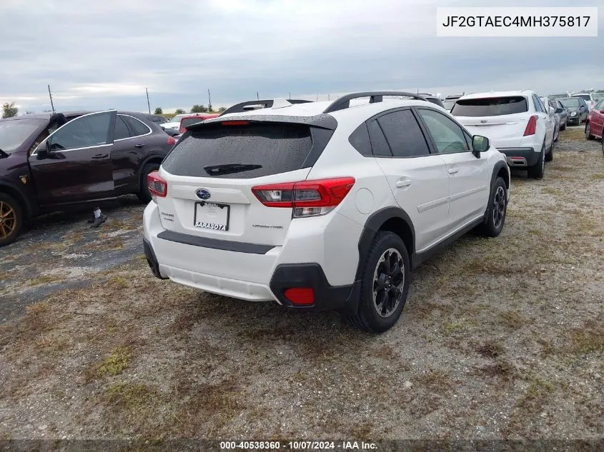 2021 Subaru Crosstrek Premium VIN: JF2GTAEC4MH375817 Lot: 40538360