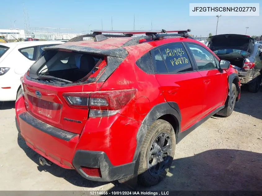 2022 Subaru Crosstrek VIN: JF2GTHSC8NH202770 Lot: 12114655