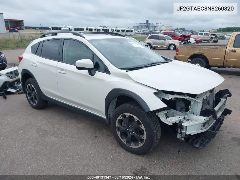 JF2GTAEC8N8260820 2022 Subaru Crosstrek Premium