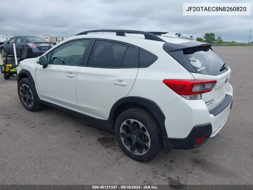 JF2GTAEC8N8260820 2022 Subaru Crosstrek Premium