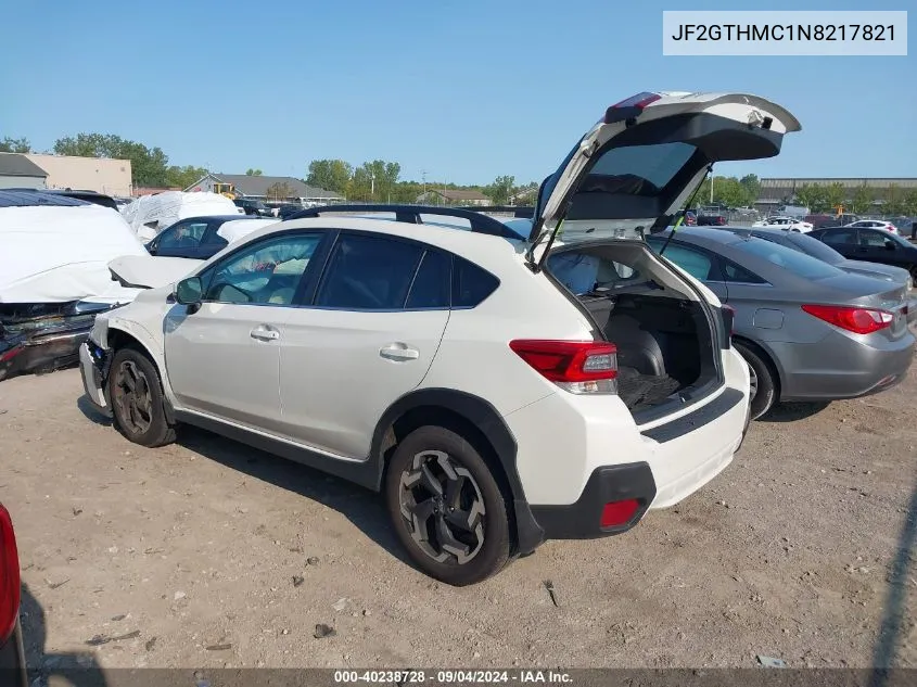 2022 Subaru Crosstrek Limited VIN: JF2GTHMC1N8217821 Lot: 40238728