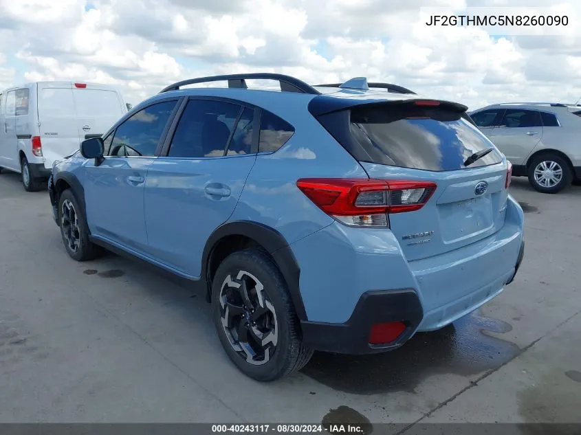 2022 Subaru Crosstrek Limited VIN: JF2GTHMC5N8260090 Lot: 40243117