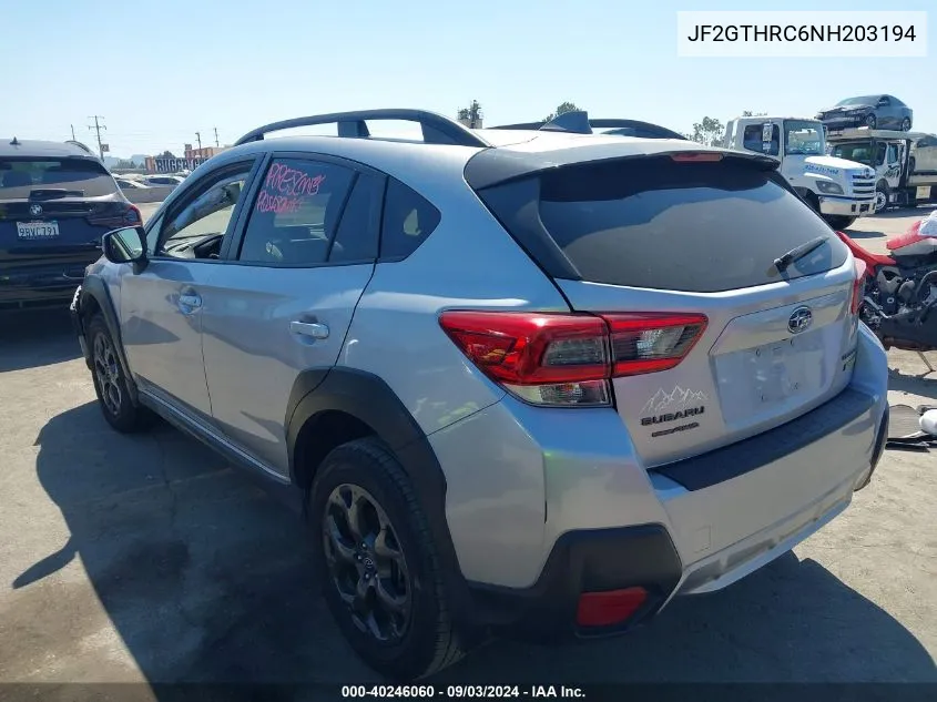 2022 Subaru Crosstrek Sport VIN: JF2GTHRC6NH203194 Lot: 40246060