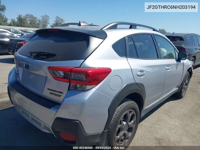 2022 Subaru Crosstrek Sport VIN: JF2GTHRC6NH203194 Lot: 40246060